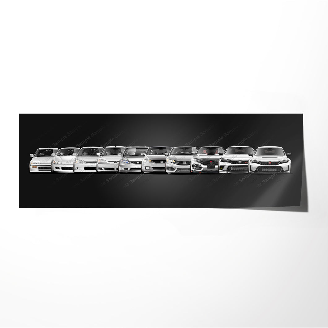 Honda Civic Generations EF 4TH EG 5TH EK 6TH EP 7TH FA 8TH FB 9TH FC FK 10TH FL FE 11TH #800